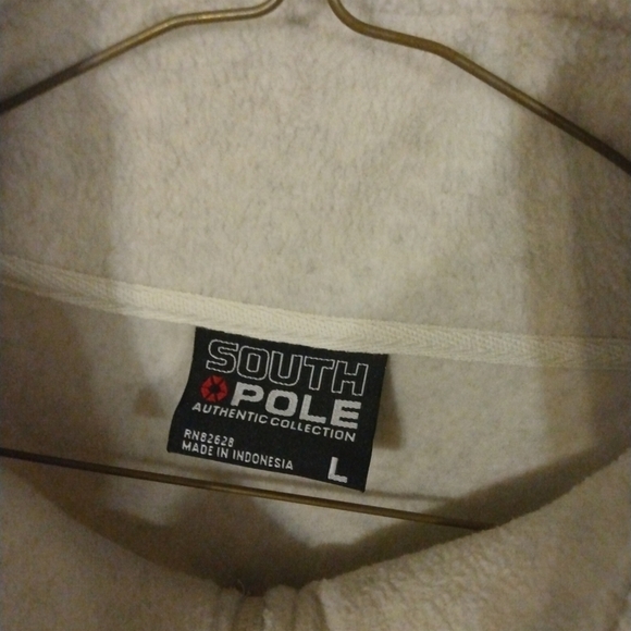 South Pole Fleece 1/4 Zip Pullover White Pull String Hem Soft Warm Layering L - Picture 2 of 10